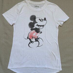 Disney shirt Women Small White T-shirt Mickey Mouse Short Sleeve Crew-Neck tee